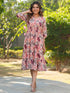 Peach Georgette Floral Printed Fit & Flare Dress
